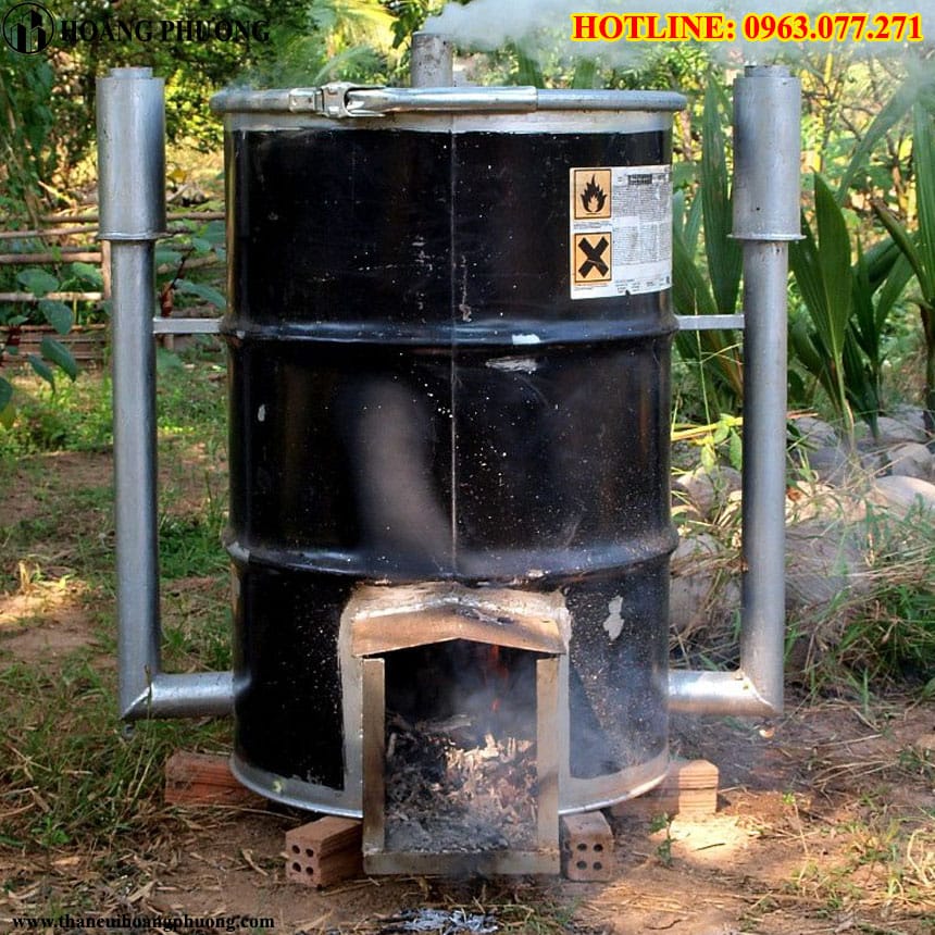 Cách làm than củi bằng thùng phi